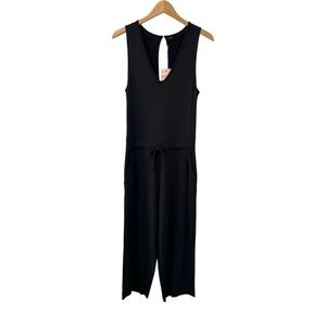 Quince women’s French terry modal jumpsuit S black cropped soft casual NWT